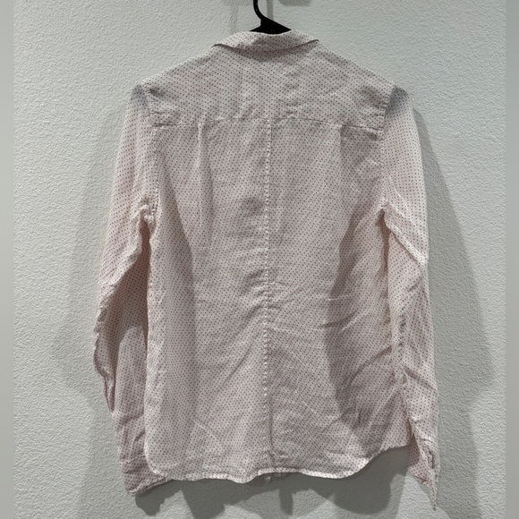 Frank & Eileen Barry 100% Linen White Red Numbers Math Tailored Button Shirt S - Picture 7 of 12